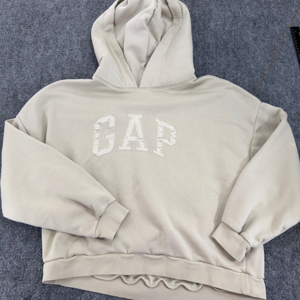 Gap Arch Logo Pullover Hoodie Sweatshirt Beige Size M